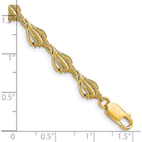 14K Yellow Gold Textured Conch Shell Bracelet - 7.25" Length, Polished Finish by Oro Pregiato