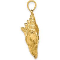 14K Yellow Gold Textured Conch Shell Pendant Charm - 31mm Length by Oro Pregiato