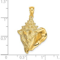 14K Yellow Gold Textured Conch Shell Pendant Charm - 31mm Length by Oro Pregiato