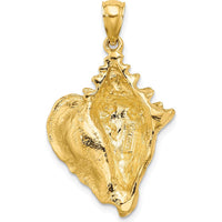 14K Yellow Gold Textured Conch Shell Pendant Charm - 31mm Length by Oro Pregiato