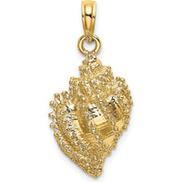 14K Yellow Gold Textured Conch Shell Pendant Charm by Oro Pregiato