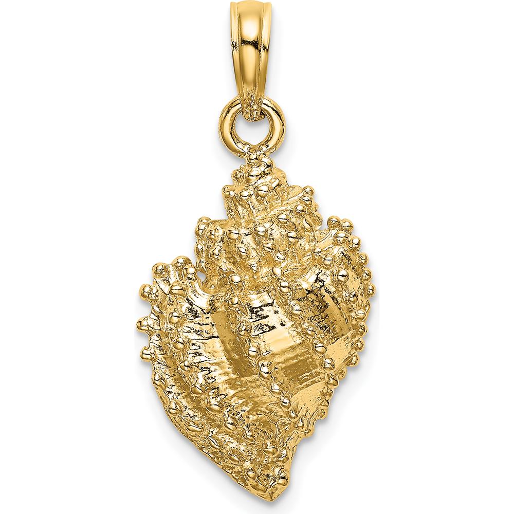 14K Yellow Gold Textured Conch Shell Pendant Charm by Oro Pregiato