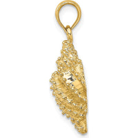 14K Yellow Gold Textured Conch Shell Pendant Charm by Oro Pregiato