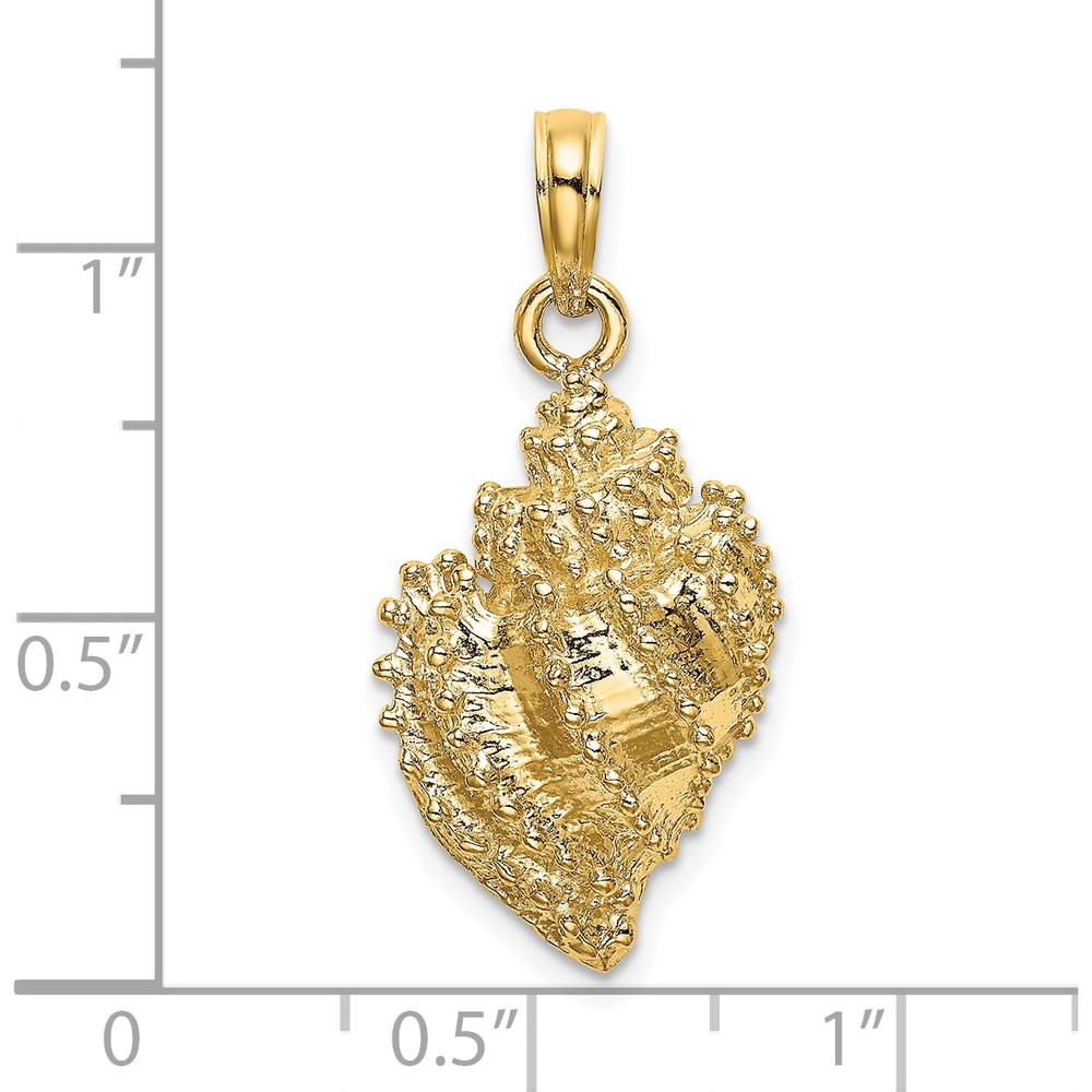 14K Yellow Gold Textured Conch Shell Pendant Charm by Oro Pregiato