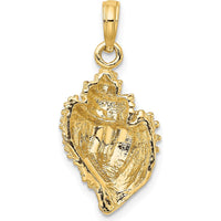 14K Yellow Gold Textured Conch Shell Pendant Charm by Oro Pregiato