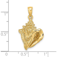14K Yellow Gold Textured Conch Shell Pendant by Oro Pregiato