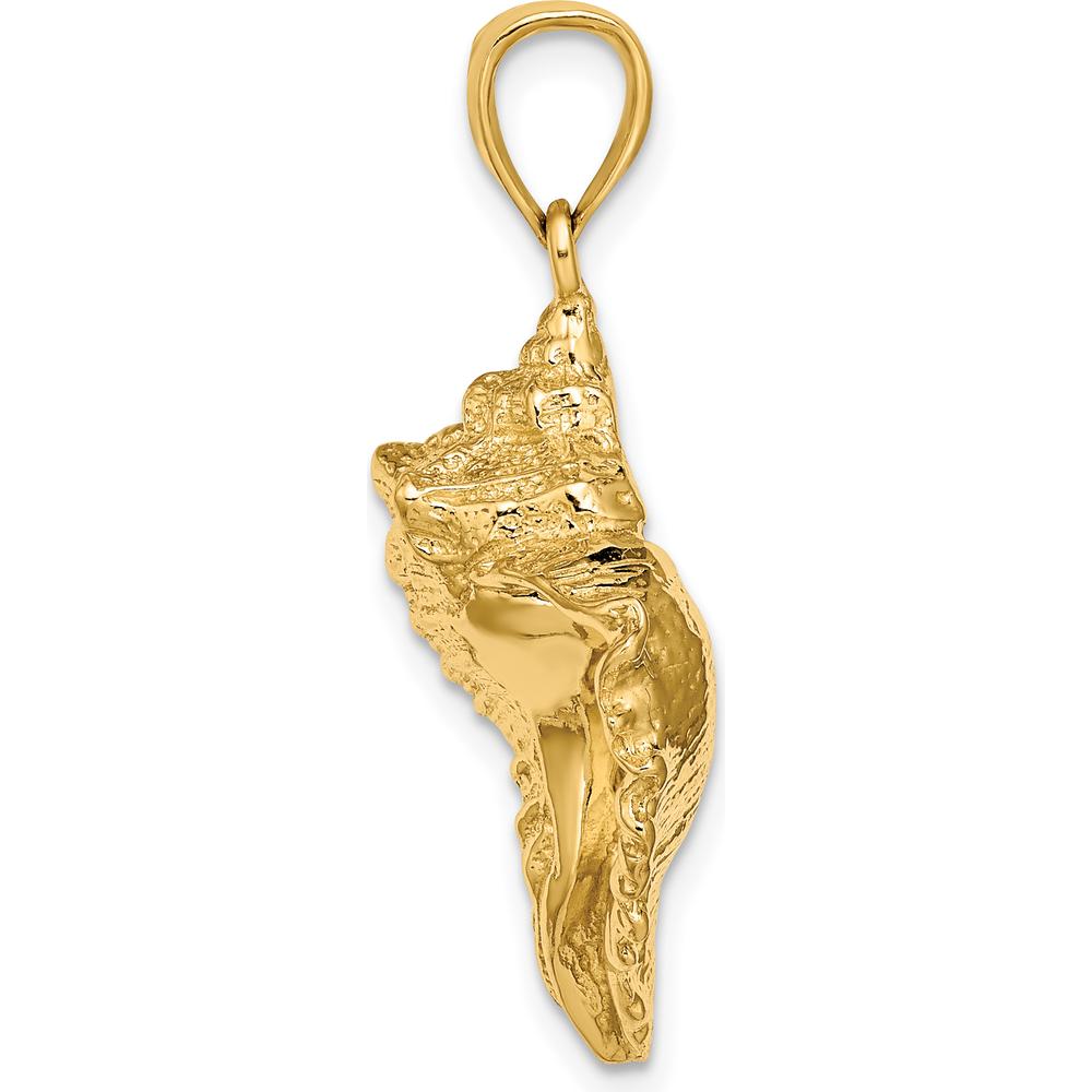 14K Yellow Gold Textured Conch Shell Pendant - Ocean-Inspired Charm by Oro Pregiato