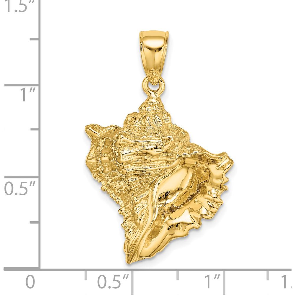 14K Yellow Gold Textured Conch Shell Pendant - Ocean-Inspired Charm by Oro Pregiato