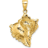 14K Yellow Gold Textured Conch Shell Pendant - Ocean-Inspired Charm by Oro Pregiato