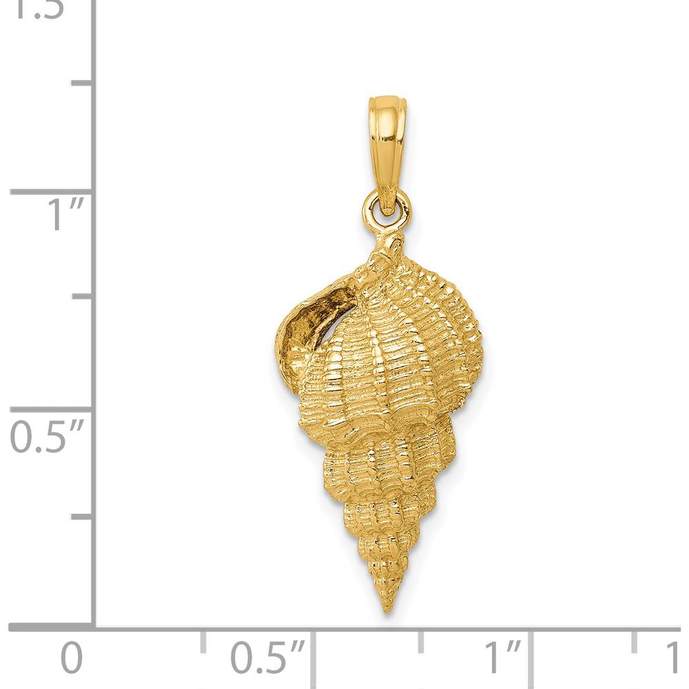 14K Yellow Gold Textured Conch Shell Pendant - Ocean-Inspired Design by Oro Pregiato
