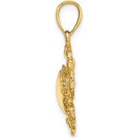 14K Yellow Gold Textured Crab Charm Pendant - 24mm Length by Oro Pregiato