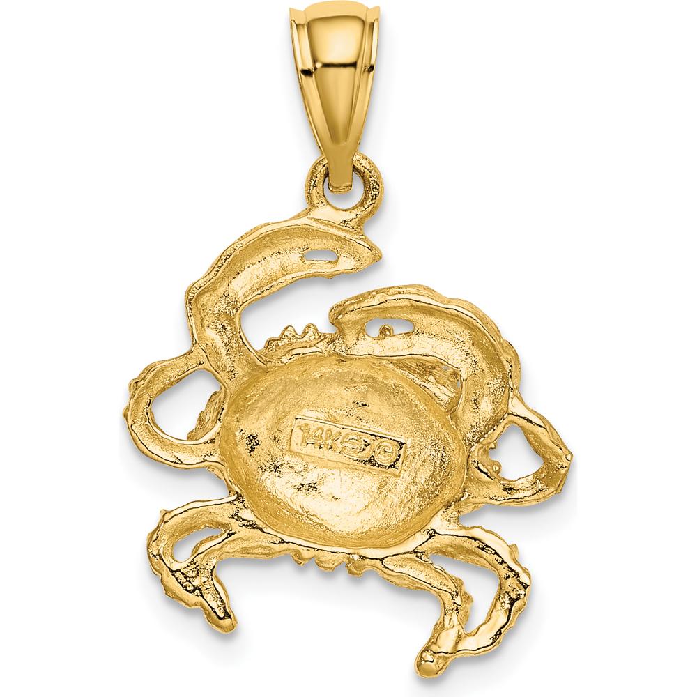 14K Yellow Gold Textured Crab Charm Pendant - 24mm Length by Oro Pregiato