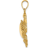 14K Yellow Gold Textured Crab Charm Pendant - 28mm Length by Oro Pregiato