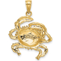 14K Yellow Gold Textured Crab Charm Pendant - 28mm Length by Oro Pregiato