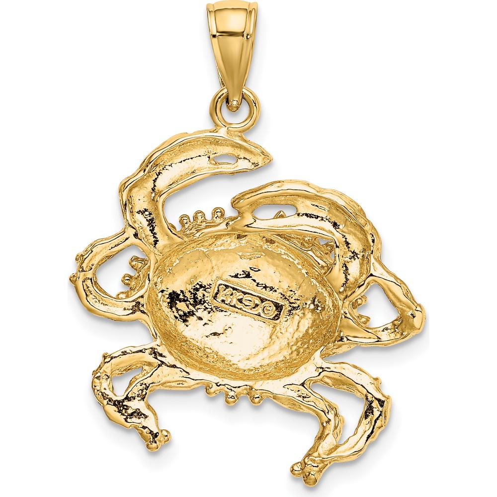 14K Yellow Gold Textured Crab Charm Pendant - 28mm Length by Oro Pregiato