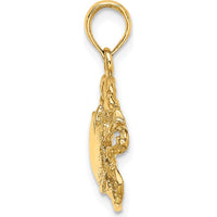 14K Yellow Gold Textured Crab Pendant Charm by Oro Pregiato