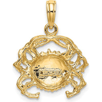 14K Yellow Gold Textured Crab Pendant Charm by Oro Pregiato
