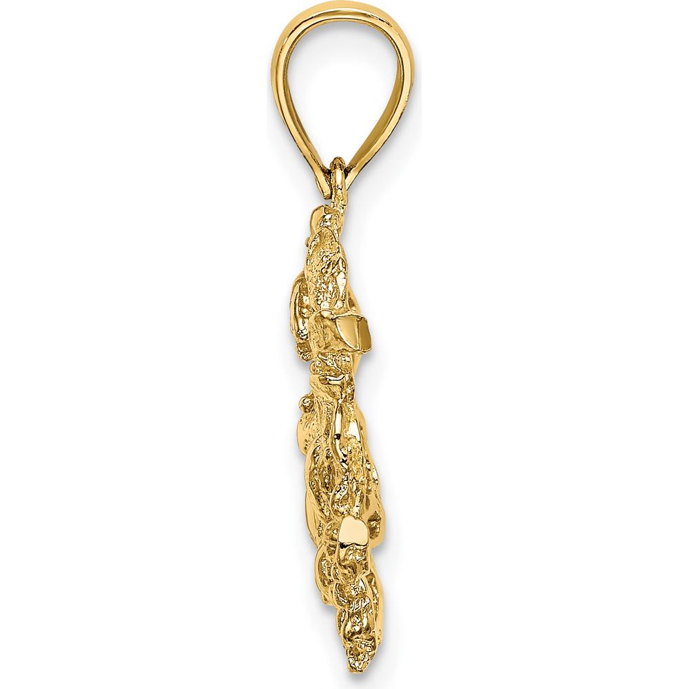 14K Yellow Gold Textured Crab Pendant Charm - Nature-Inspired Design by Oro Pregiato