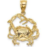 14K Yellow Gold Textured Crab Pendant Charm - Nature-Inspired Design by Oro Pregiato