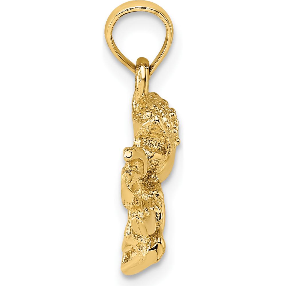 14K Yellow Gold Textured Crawfish Pendant Charm - 12.8mm Length by Oro Pregiato