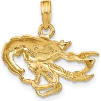 14K Yellow Gold Textured Crawfish Pendant Charm - 12.8mm Length by Oro Pregiato
