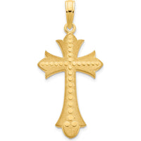 14K Yellow Gold Textured Cross Pendant - 32.1mm Length, 14.95mm Width by Oro Pregiato