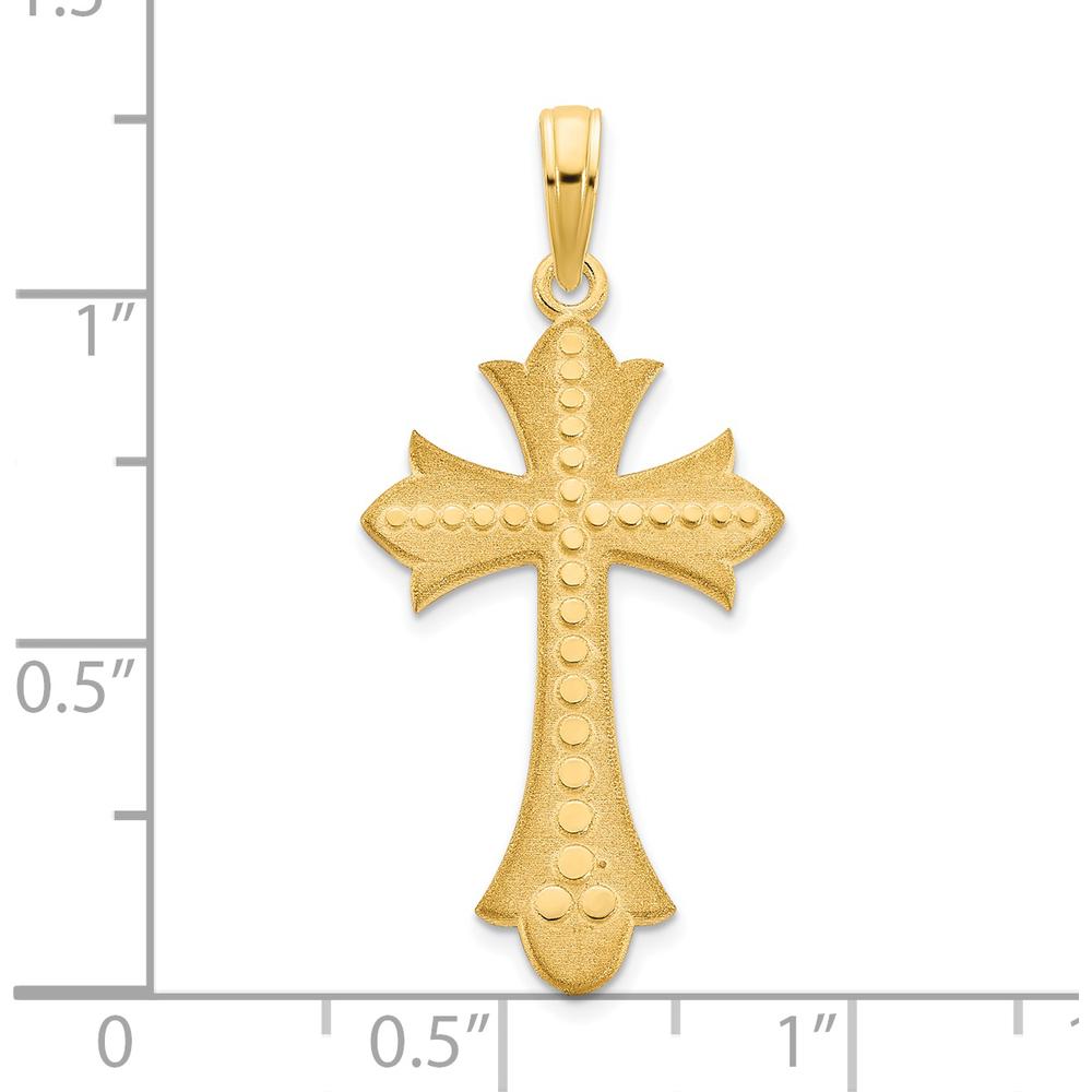 14K Yellow Gold Textured Cross Pendant - 32.1mm Length, 14.95mm Width by Oro Pregiato
