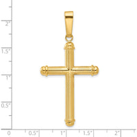 14K Yellow Gold Textured Cross Pendant - 54.8mm Length, Polished Finish by Oro Pregiato