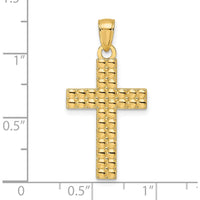 14K Yellow Gold Textured Cross Pendant with Polished Finish by Oro Pregiato