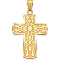 14K Yellow Gold Textured Cross Pendant with Serenity Prayer - 41.5mm Length by Oro Pregiato