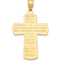 14K Yellow Gold Textured Cross Pendant with Serenity Prayer - 41.5mm Length by Oro Pregiato