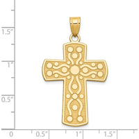 14K Yellow Gold Textured Cross Pendant with Serenity Prayer - 41.5mm Length by Oro Pregiato