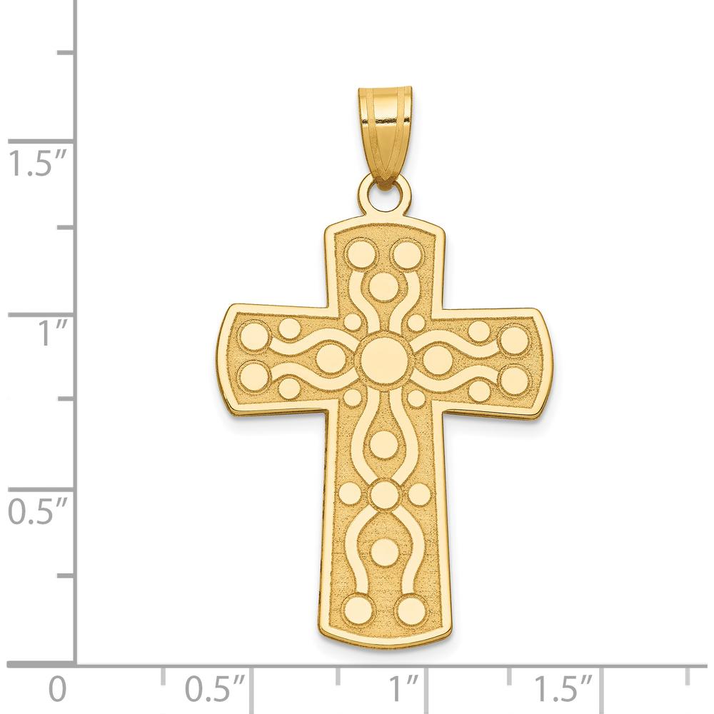 14K Yellow Gold Textured Cross Pendant with Serenity Prayer - 41.5mm Length by Oro Pregiato