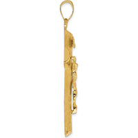 14K Yellow Gold Textured Crucifix Tree Pendant with Christ Figure - 54mm Length by Oro Pregiato