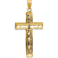 14K Yellow Gold Textured Crucifix Tree Pendant with Christ Figure - 54mm Length by Oro Pregiato