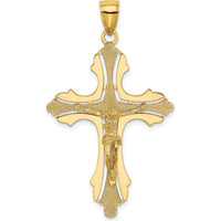 14K Yellow Gold Textured Cut-Out Crucifix Charm - 43.8mm Length by Oro Pregiato