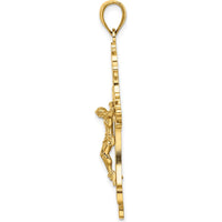 14K Yellow Gold Textured Cut-Out Crucifix Charm - 43.8mm Length by Oro Pregiato