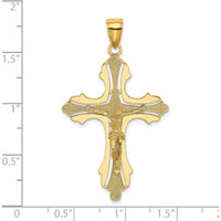 14K Yellow Gold Textured Cut-Out Crucifix Charm - 43.8mm Length by Oro Pregiato