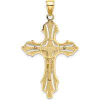 14K Yellow Gold Textured Cut-Out Crucifix Charm - 43.8mm Length by Oro Pregiato