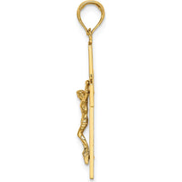 14K Yellow Gold Textured Cut-Out Heart with I LOVE JESUS Reverse Crucifix Charm by Oro Pregiato