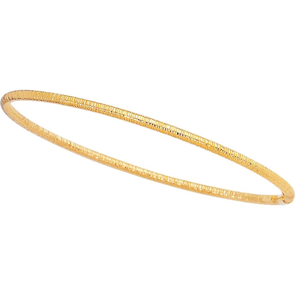 14K Yellow Gold Textured Diamond-Cut Bangle - 8" Bracelet by Orozza Fine Jewelry