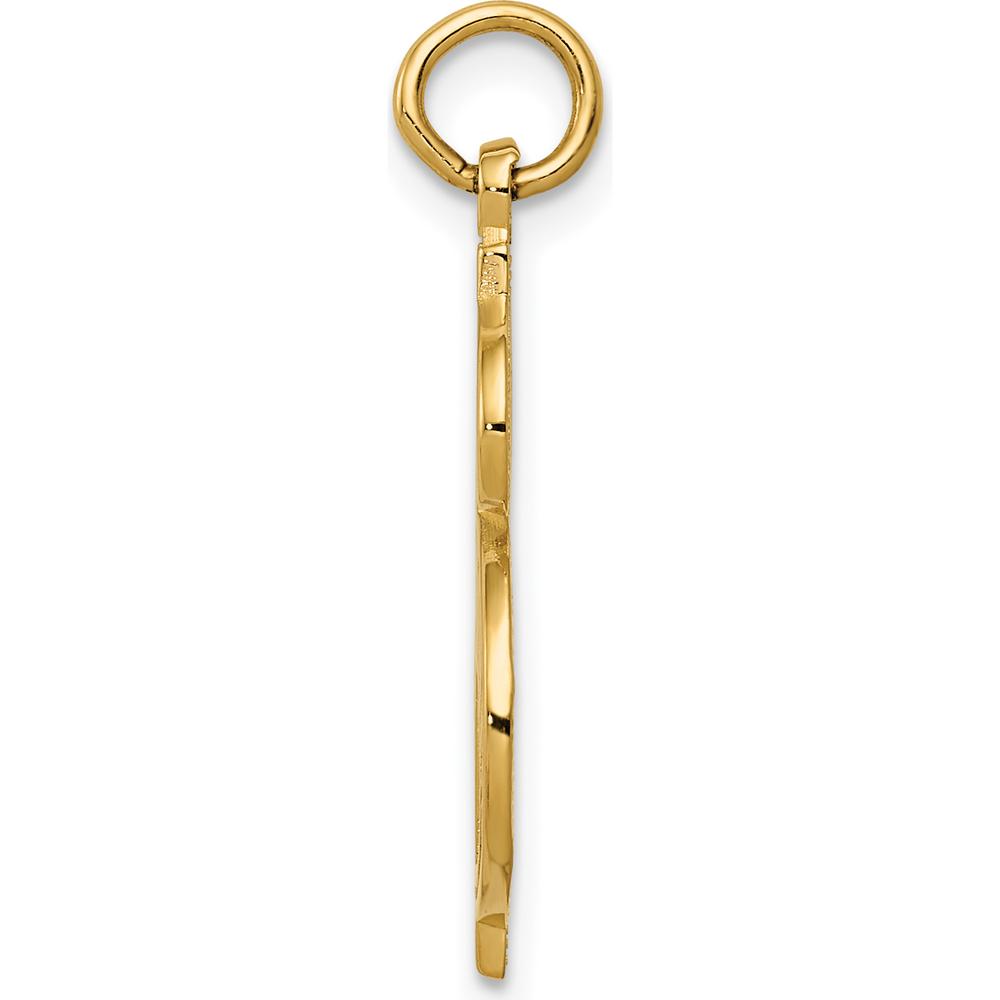 14K Yellow Gold Textured Dollar Sign Charm - 26mm Length by Oro Pregiato