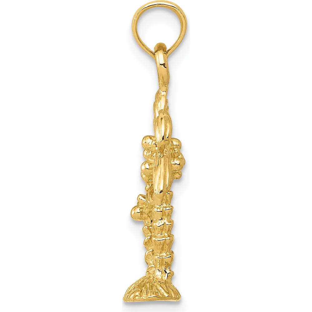 14K Yellow Gold Textured Double Palm Trees Pendant - 25.3mm Length by Oro Pregiato