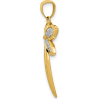 14K Yellow Gold Textured Dragonfly Pendant with Rhodium Accents - 30.5mm Length by Oro Pregiato