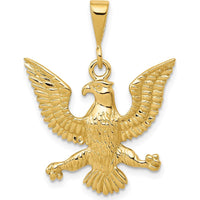 14K Yellow Gold Textured Eagle Charm Pendant - 29mm Length by Oro Pregiato