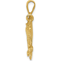 14K Yellow Gold Textured Eagle Charm Pendant - 29mm Length by Oro Pregiato