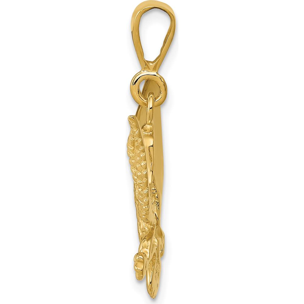14K Yellow Gold Textured Eagle Charm Pendant - 29mm Length by Oro Pregiato