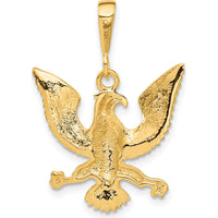 14K Yellow Gold Textured Eagle Charm Pendant - 29mm Length by Oro Pregiato