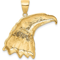 14K Yellow Gold Textured Eagle Head Pendant - 33.5mm by Oro Pregiato