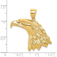 14K Yellow Gold Textured Eagle Head Pendant - 33.5mm by Oro Pregiato